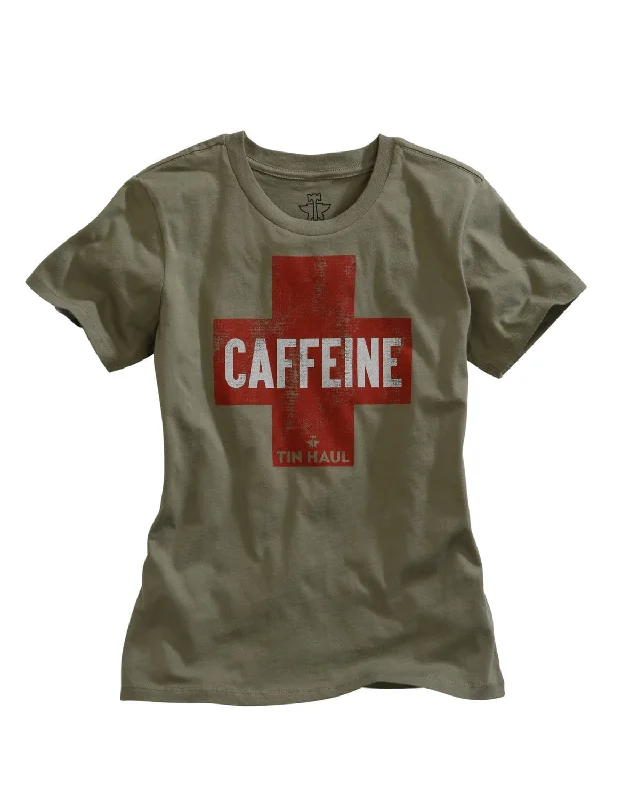 Charming Women's Garments Tin Haul Womens Grey 100% Cotton Need Caffeine S/S T-Shirt Charming Women's Garments Tin Haul Womens Grey 100% Cotton Need Caffeine S/S T-Shirt