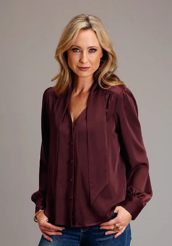 Casual Women's Clothing Online Stetson Womens V-Neck Satin Wine Poly/Rayon L/S Blouse Casual Women's Clothing Online Stetson Womens V-Neck Satin Wine Poly/Rayon L/S Blouse