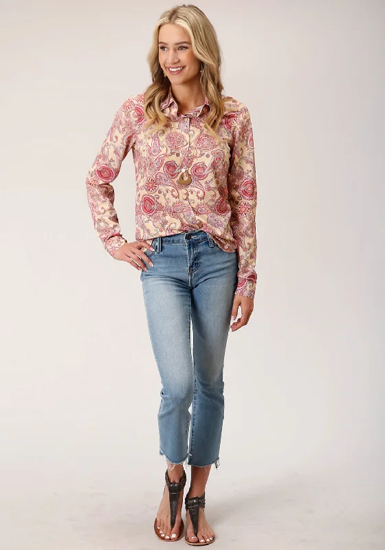 Women's Transitional Attire Roper Womens Spring Paisley Yellow 100% Polyester L/S Blouse Women's Transitional Attire Roper Womens Spring Paisley Yellow 100% Polyester L/S Blouse