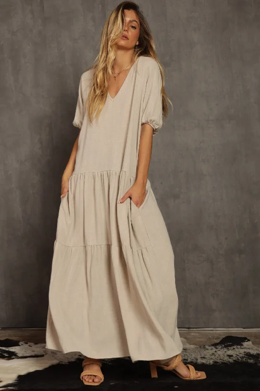 Unbeatable Prices On Best-Selling Items Natural Linen Tiered Dress