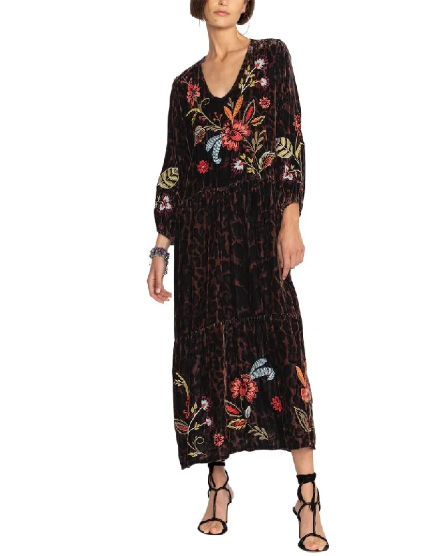 Chic Outfits Johnny Was Isabella Velvet Tiered Silk-Blend Dress