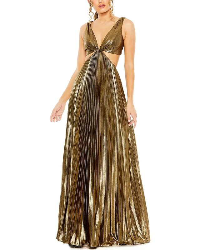 Vibrant Femme Fashion Mac Duggal Pleated Cutout Dress