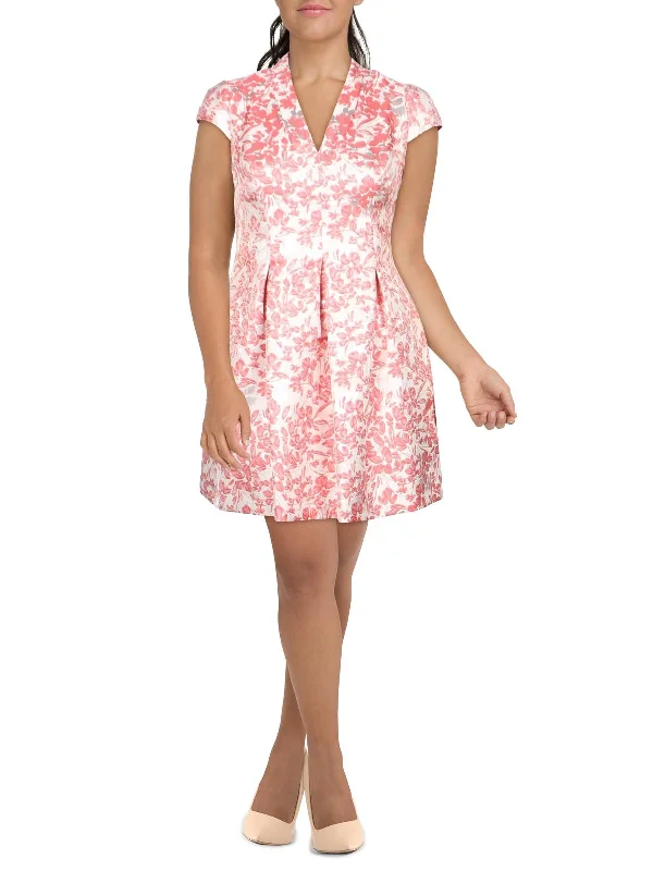 Fashion Sale Live Now – Upgrade Your Style For Less Womens Metallic Jacquard Floral Print Fit & Flare Dress