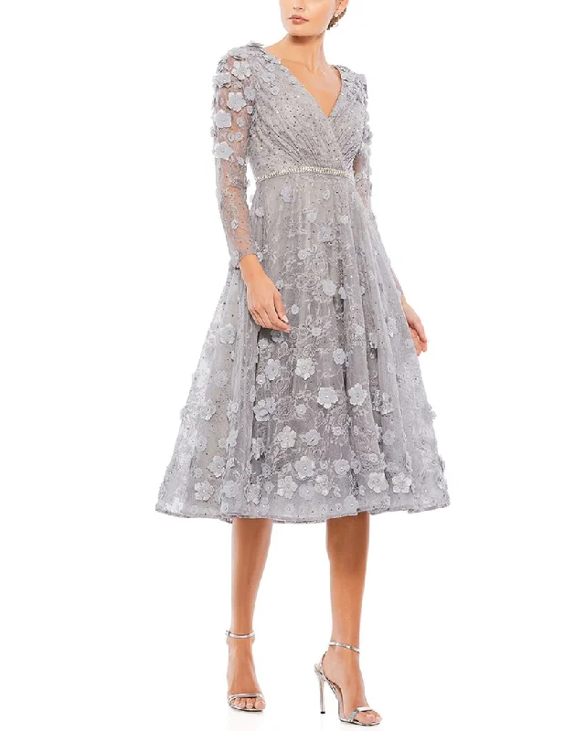 Women's Athletic Apparel Mac Duggal Long Sleeve Cocktail Dress