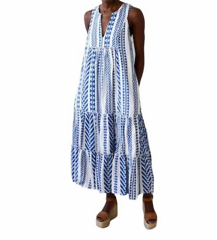 Women's Tailored Outfit Long Tiered Dress In India Handloom