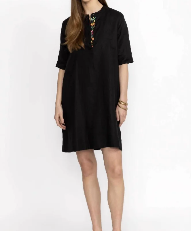 Feminine Charm Polo Dress In Black